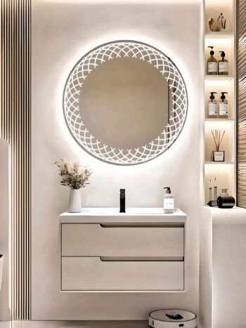 Stylish LED Round Mirror - Illuminated Bathroom & Living Room Wall Mirror