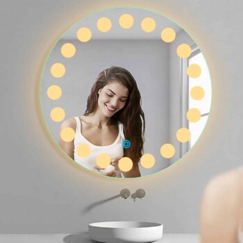 Sun Gleam LED Bathroom Mirror - Warm White Light - Round