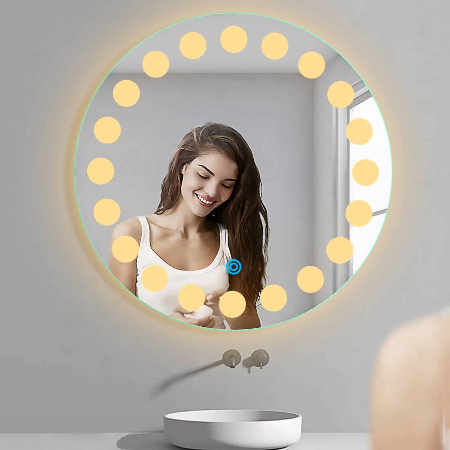 Sun Gleam LED Bathroom Mirror - Warm White Light - Round Sun Gleam LED Bathroom Mirror - Warm White Light - Round