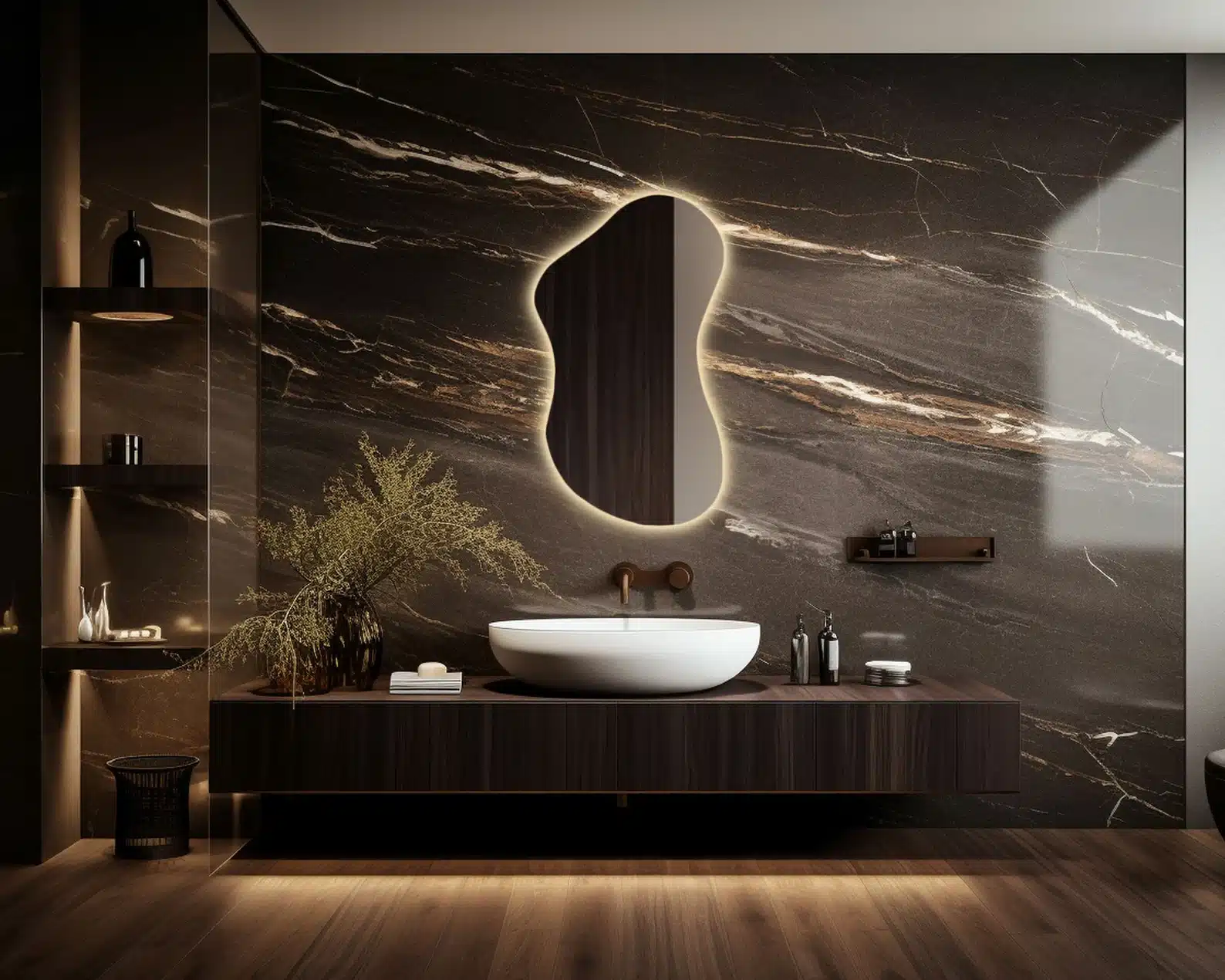 Wavy Irregular 3-Color LED Mirror - Irregular Mirror | LightMirror.in Wavy Irregular 3-Color LED Mirror - Irregular Mirror | LightMirror.in