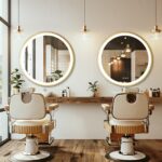 Golden Frame Round Bathroom Mirror with Anti-Fog and Smart LED Features
