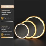 Golden Frame Round Bathroom Mirror with Anti-Fog and Smart LED Features