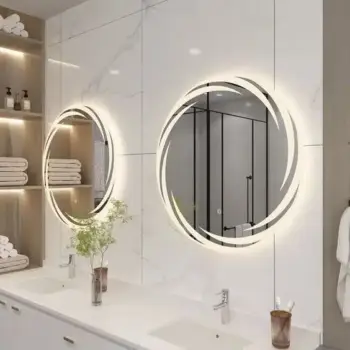 Elegant Whirlwind Round LED Bathroom Mirror (3 Led Lights) for Modern Spaces - Bathroom Mirror | LightMirror.in