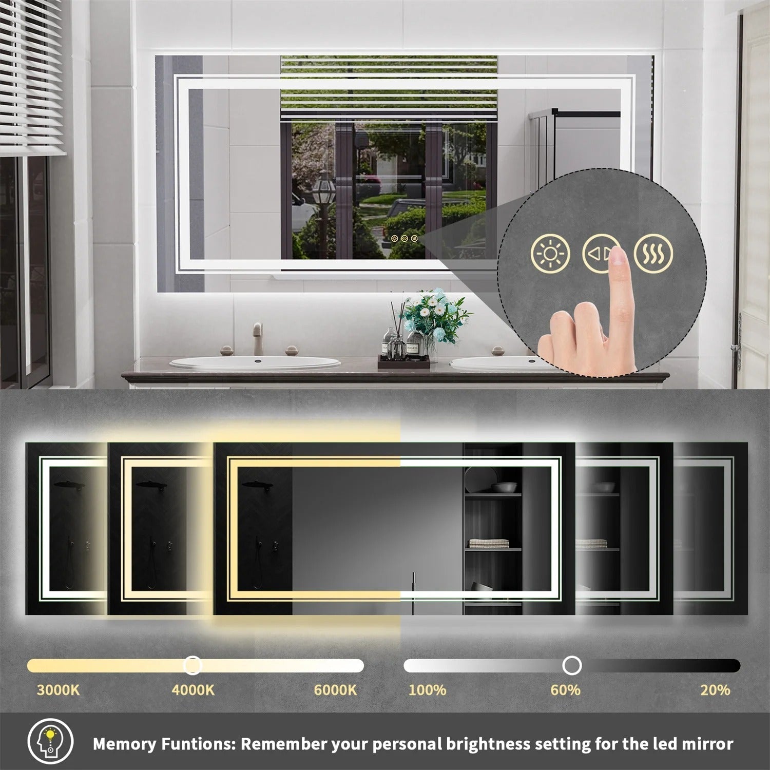 Frameless LED Bathroom Mirror with Dual Lighting, Anti-Fog, and Touch Controls - Uncategorized | LightMirror.in Frameless LED Bathroom Mirror with Dual Lighting, Anti-Fog, and Touch Controls - Uncategorized | LightMirror.in