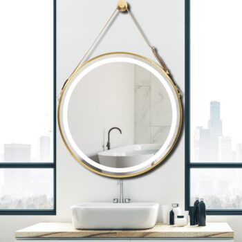 Radiant Halo Frame Round Bathroom Mirror – LED Lighting, Anti-Fog, and Touch Controls