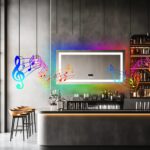 Smart RGB LED Bathroom Mirror with Bluetooth Speaker, Anti-Fog, and Dimmable Lighting