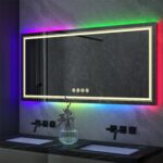Luminous Spectrum LED Vanity Mirror – RGB Backlit, Anti-Fog, and Dimmable Lighting