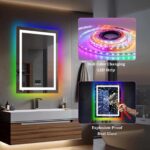 Rectangle Smart RGB LED Bathroom Mirror with Bluetooth Speaker, Anti-Fog, and Dimmable Lighting