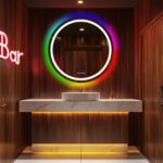 Round Smart RGB LED Bathroom Mirror with Bluetooth Speaker, Anti-Fog, and Dimmable L