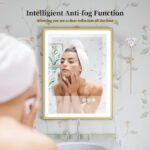 Gold Framed LED Bathroom Mirror – Anti-Fog, Dimmable, and Touch Controls