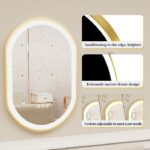 Frontlit Oval LED Illuminated Bathroom Mirror with Frame and Anti-Fog