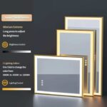 Gold Framed LED Bathroom Mirror – Anti-Fog, Dimmable, and Touch Controls