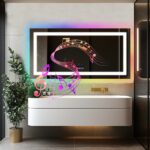 Smart RGB LED Bathroom Mirror with Bluetooth Speaker, Anti-Fog, and Dimmable Lighting