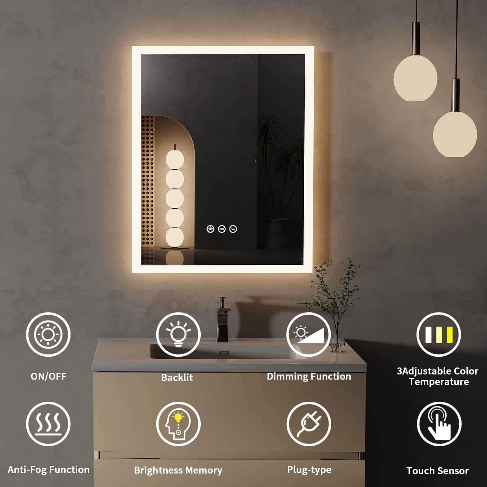 Concealing wires for floating LED mirrors to maintain a clean, modern aesthetic in bathroom design. Concealing wires for floating LED mirrors to maintain a clean, modern aesthetic in bathroom design.