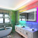 Luminous Spectrum LED Vanity Mirror – RGB Backlit, Anti-Fog, and Dimmable Lighting