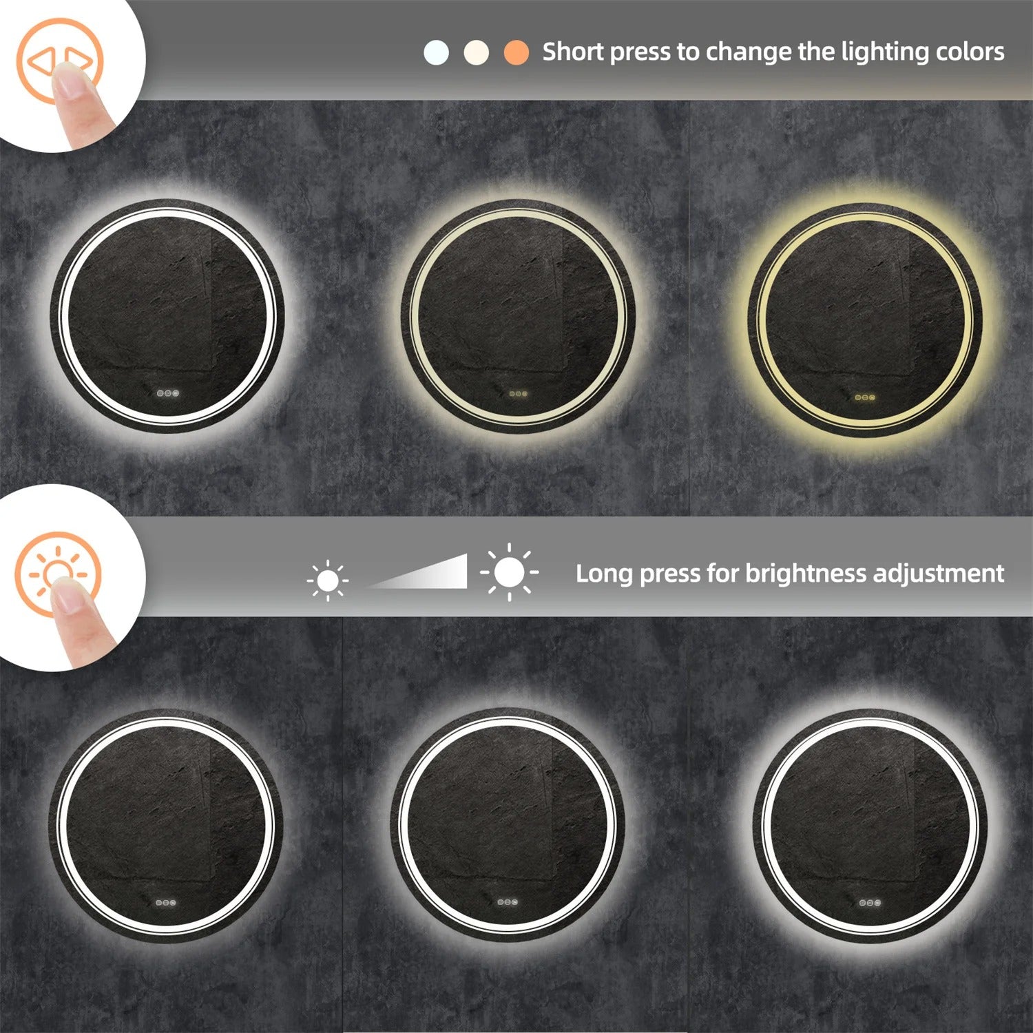 Extra Large 90cm Round Double Light LED Smart Bathroom Illumination Mirror, Wall Mounted, Anti-Fog - Uncategorized | LightMir Extra Large 90cm Round Double Light LED Smart Bathroom Illumination Mirror, Wall Mounted, Anti-Fog - Uncategorized | LightMir