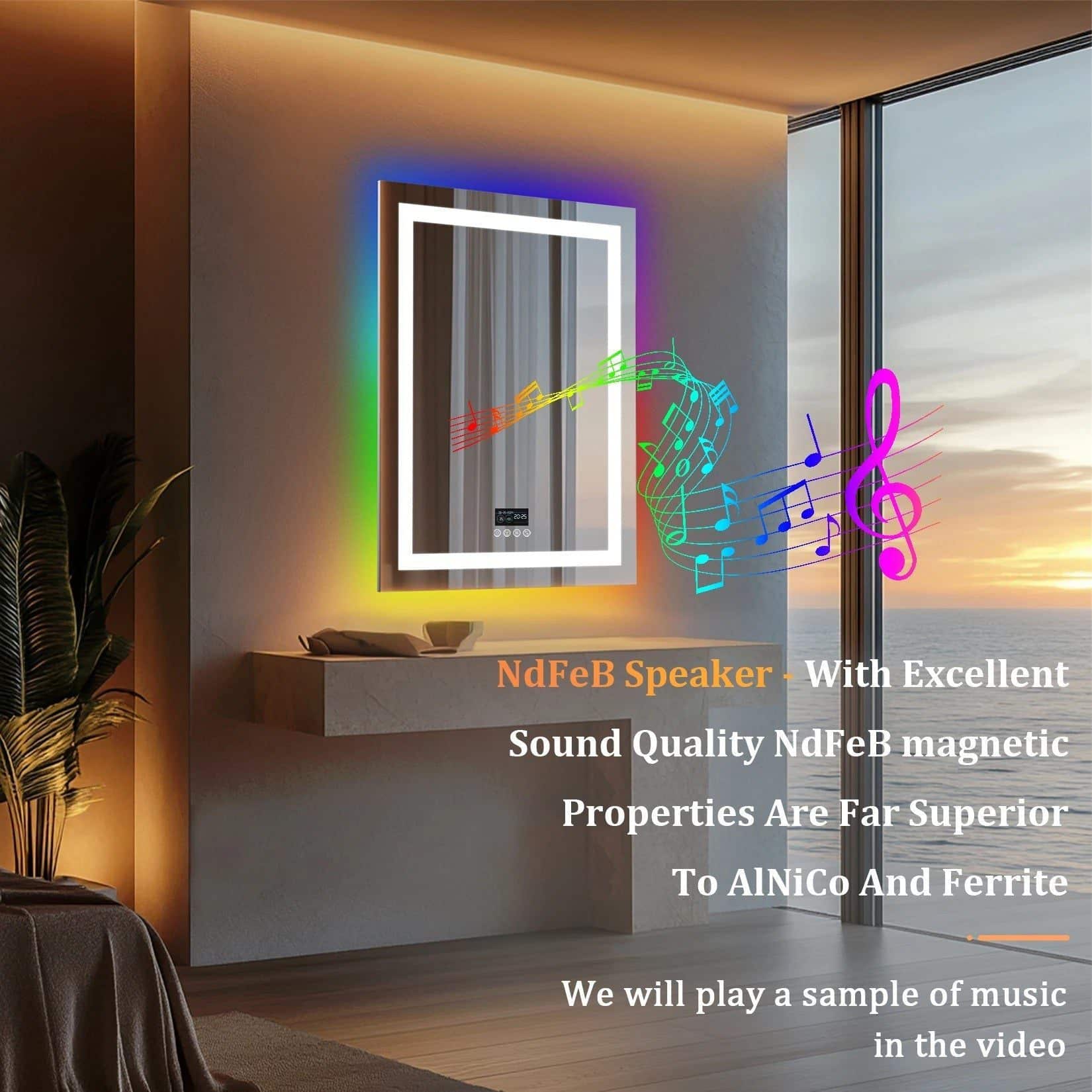 Rectangle Smart RGB LED Bathroom Mirror with Bluetooth Speaker, Anti-Fog, and Dimmable Lighting - Uncategorized | LightMirror Rectangle Smart RGB LED Bathroom Mirror with Bluetooth Speaker, Anti-Fog, and Dimmable Lighting - Uncategorized | LightMirror