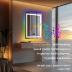 Smart RGB LED Bathroom Mirror with Bluetooth Speaker, Anti-Fog, and Dimmable Lighting