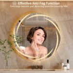 Round LED Bathroom Mirror with Anti-Fog, Dimmable Lighting, and Touch Controls