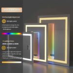 Rectangle Smart RGB LED Bathroom Mirror with Bluetooth Speaker, Anti-Fog, and Dimmable Lighting