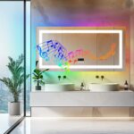 Smart RGB LED Bathroom Mirror with Bluetooth Speaker, Anti-Fog, and Dimmable Lighting