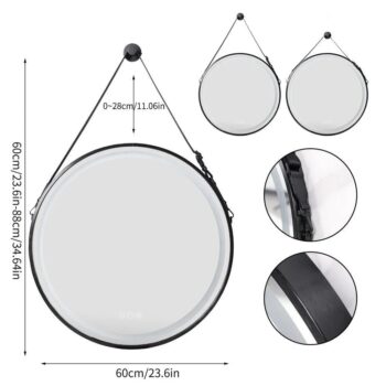 Radiant Halo Frame Round Mirror with Anti-Fog, Dimmable Lighting, and Touch Controls With Rope - Uncategorized | LightMirror.