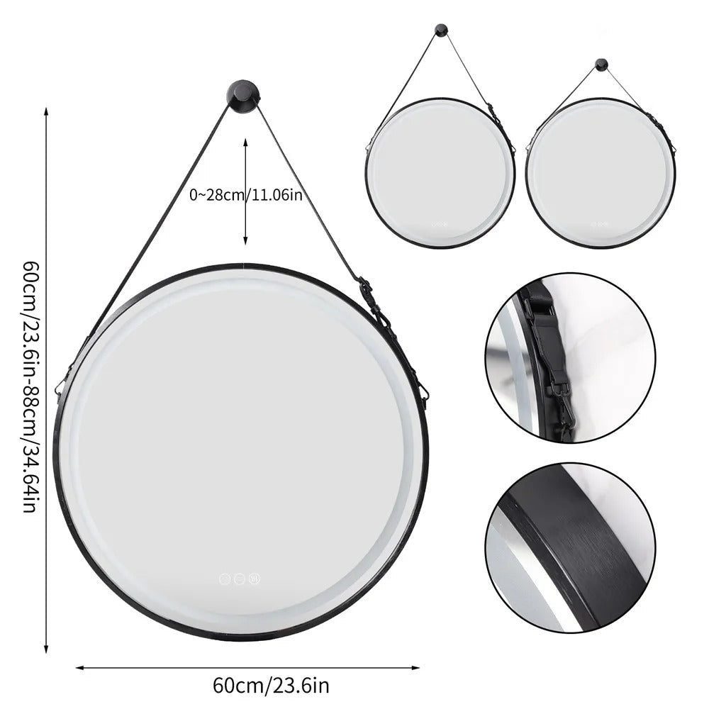 Radiant Halo Frame Round Mirror with Anti-Fog, Dimmable Lighting, and Touch Controls With Rope - Uncategorized | LightMirror. Radiant Halo Frame Round Mirror with Anti-Fog, Dimmable Lighting, and Touch Controls With Rope - Uncategorized | LightMirror.