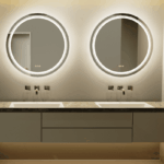 Extra Large Round LED Bathroom Mirror with Anti-Fog, Dimmable Lights, and Touch Sensor