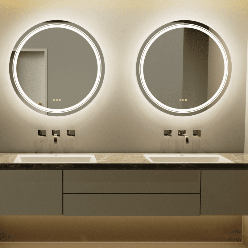 Extra Large 90cm Round Double Light LED Smart Bathroom Illumination Mirror, Wall Mounted, Anti-Fog - Uncategorized | LightMir Extra Large 90cm Round Double Light LED Smart Bathroom Illumination Mirror, Wall Mounted, Anti-Fog - Uncategorized | LightMir