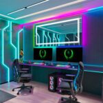 Luminous Spectrum LED Vanity Mirror – RGB Backlit, Anti-Fog, and Dimmable Lighting