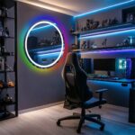 Round Smart RGB LED Bathroom Mirror with Bluetooth Speaker, Anti-Fog, and Dimmable L