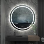 Extra Large Round LED Bathroom Mirror with Anti-Fog, Dimmable Lights, and Touch Sensor