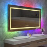 Luminous Spectrum LED Vanity Mirror – RGB Backlit, Anti-Fog, and Dimmable Lighting