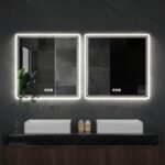 Square Illuminated Bathroom Mirror – Anti-Fog, Dimmable, and Touch Controls