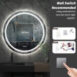 Extra Large Round LED Bathroom Mirror with Anti-Fog, Dimmable Lights, and Touch Sensor