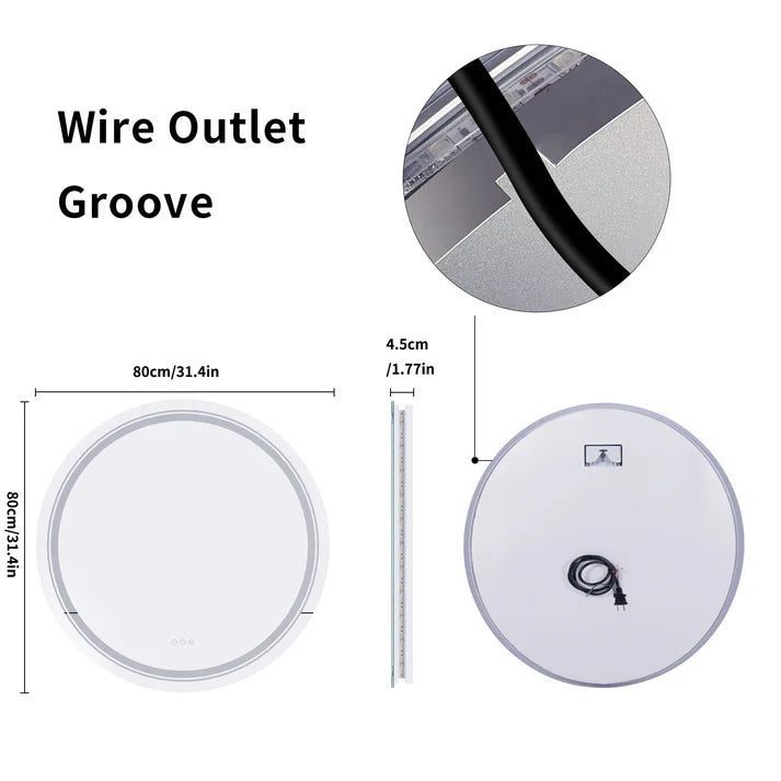 Frameless LED Bathroom Mirror with Dual Lighting, Anti-Fog, and Touch Controls – Modern Round Design - Bluetooth Mirrors | Li Frameless LED Bathroom Mirror with Dual Lighting, Anti-Fog, and Touch Controls – Modern Round Design - Bluetooth Mirrors | Li