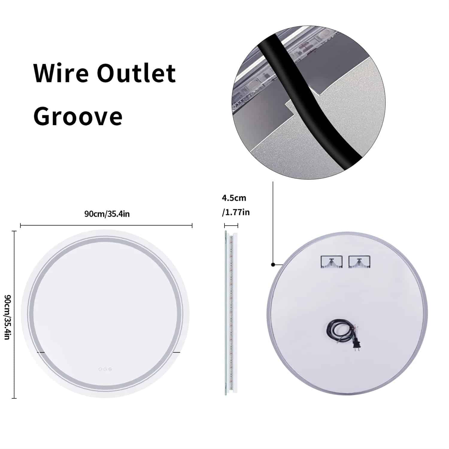 Extra Large 90cm Round Double Light LED Smart Bathroom Illumination Mirror, Wall Mounted, Anti-Fog - Uncategorized | LightMir Extra Large 90cm Round Double Light LED Smart Bathroom Illumination Mirror, Wall Mounted, Anti-Fog - Uncategorized | LightMir