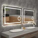 Frameless LED Bathroom Mirror with 3X Magnification, Anti-Fog, and Dual Lighting – Modern Makeup & Shaving Mirror