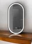 black frame outer frosted oblong led mirror
