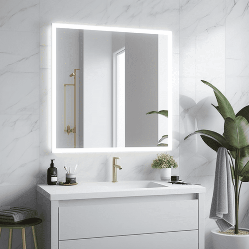 Custom LED mirrors enhancing home decor. Custom LED mirrors enhancing home decor.