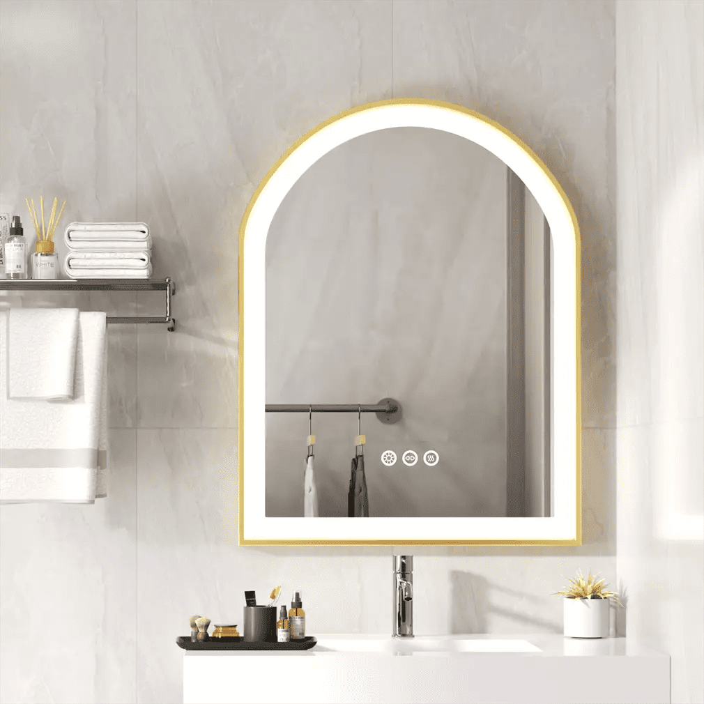 Frontlit Arched LED Illuminated Bathroom Mirror with Frame and Anti-Fog - Uncategorized | LightMirror.in Frontlit Arched LED Illuminated Bathroom Mirror with Frame and Anti-Fog - Uncategorized | LightMirror.in