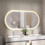 Frontlit Oval LED Illuminated Bathroom Mirror with Frame and Anti-Fog