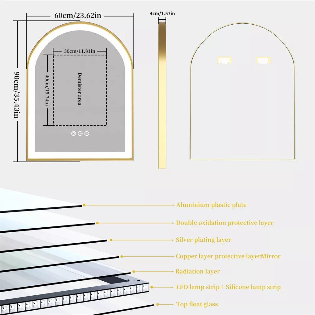 Frontlit Arched LED Illuminated Bathroom Mirror with Frame and Anti-Fog - Uncategorized | LightMirror.in Frontlit Arched LED Illuminated Bathroom Mirror with Frame and Anti-Fog - Uncategorized | LightMirror.in