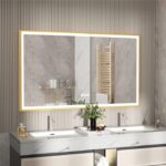 Gold Framed LED Bathroom Mirror – Anti-Fog, Dimmable, and Touch Controls