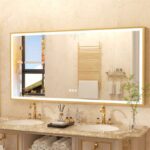 Gold Framed LED Bathroom Mirror – Anti-Fog, Dimmable, and Touch Controls