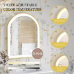 Frontlit Arched LED Illuminated Bathroom Mirror with Gold Frame and Anti-Fog