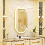 Frontlit Oval LED Illuminated Bathroom Mirror with Frame and Anti-Fog
