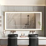 Gold Framed LED Bathroom Mirror – Anti-Fog, Dimmable, and Touch Controls