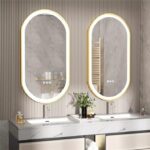 Frontlit Oval LED Illuminated Bathroom Mirror with Frame and Anti-Fog