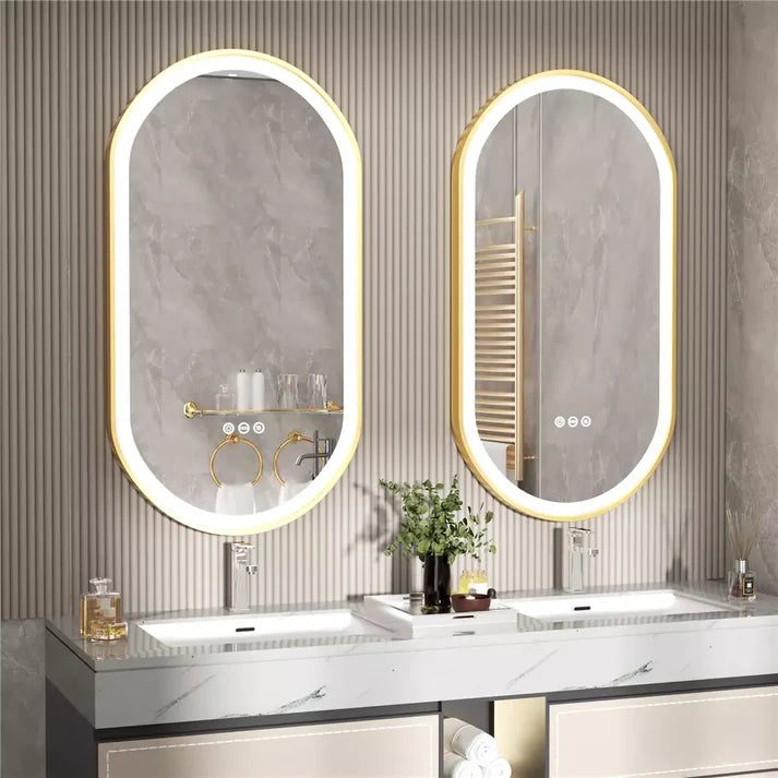 Frontlit Oval LED Illuminated Bathroom Mirror with Frame and Anti-Fog - Bluetooth Mirrors | LightMirror.in Frontlit Oval LED Illuminated Bathroom Mirror with Frame and Anti-Fog - Bluetooth Mirrors | LightMirror.in